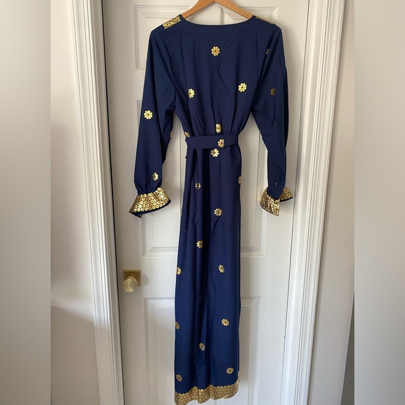 Shein Najma Caftan Dress Abaya Thobe Tie Waist Maxi Dress- Sz L - New - Picture 3 of 7